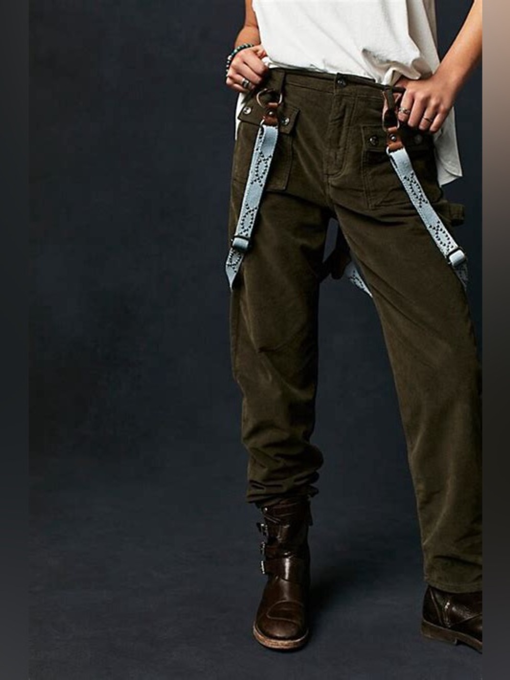 Free People Suri Suspenders in Hazy Sky